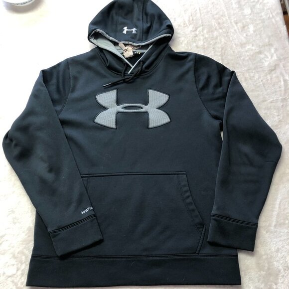 Under Armour Black & Grey Cold Gear Kangaroo Hoodie Size Men's Medium - Picture 3 of 13